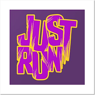 Just Run - Purple and Yellow Posters and Art